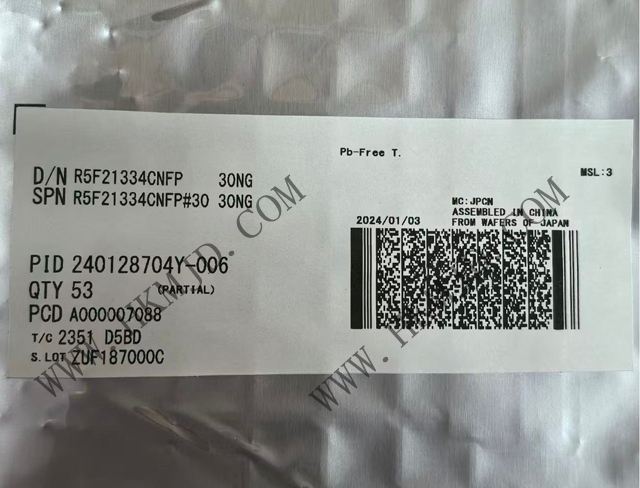 瑞薩電子【MCU芯片】R5F21334CNFP 16位微控制器，采用R8C CPU內(nèi)核