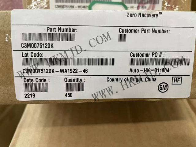 現(xiàn)貨供應(yīng) Wolfspeed C3M0075120K 1200V SiC MOSFET，75mΩ 低導(dǎo)通電阻