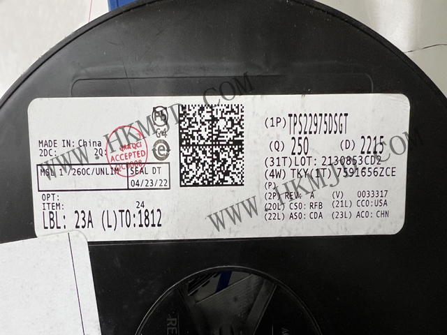 【TI】原裝供應(yīng) TPS22975DSGT 5.7V、6A、導(dǎo)通電阻為 16mΩ 的負(fù)載開關(guān)